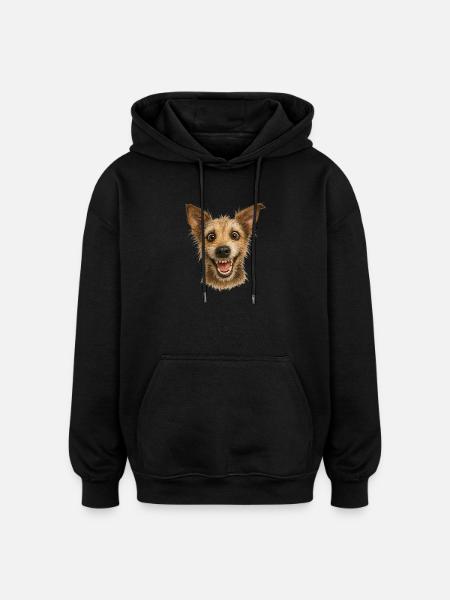Insanely happy dog head - Oversized Unisex Hoodie - black