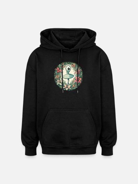 Floral Circle Ballerina Dance - Oversized Unisex Hoodie - black