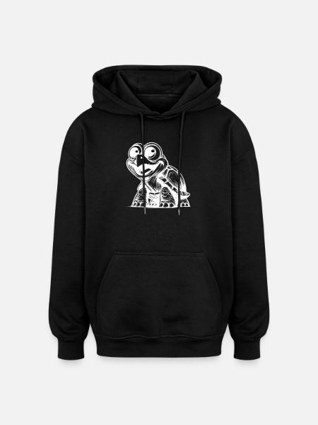 Baby turtles with big eyes - Oversized Unisex Hoodie - black