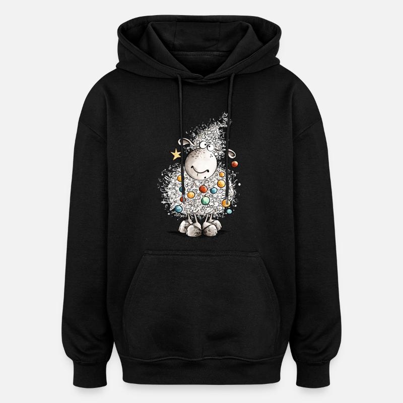 Noël mouton Navidad en toison - Sweat à capuche oversize unisexe - noir