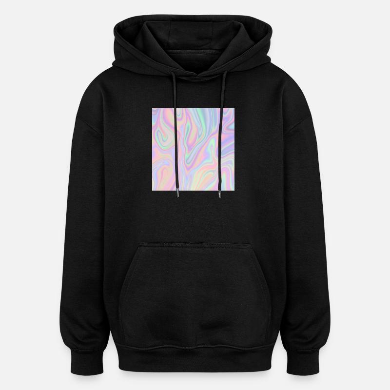 Motif pastel liquide abstrait iridescent - Sweat à capuche oversize unisexe - noir