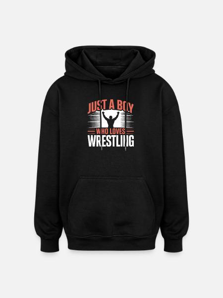 Just a Boy Who Loves Wrestling - Oversized Unisex Hoodie - black