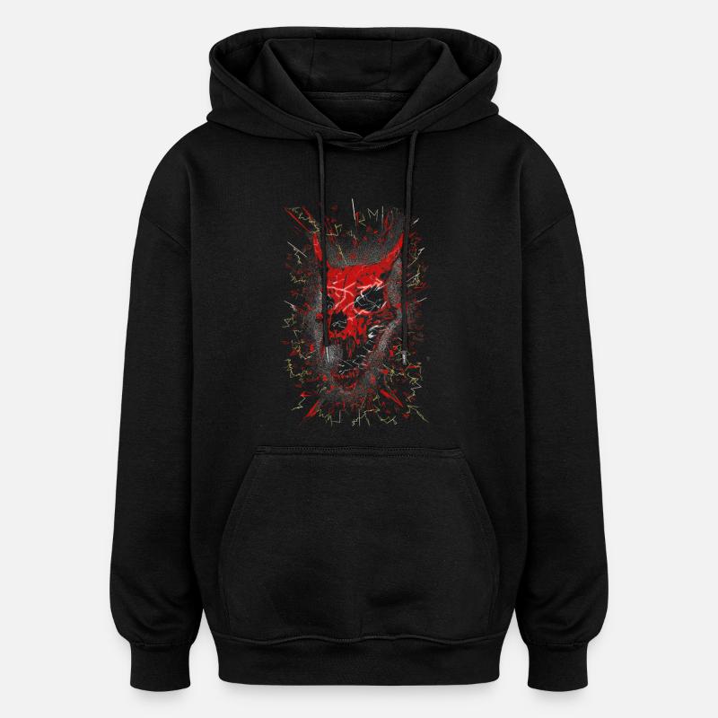 Crâne de Démon Brisé au néon - Sweat à capuche oversize unisexe - noir
