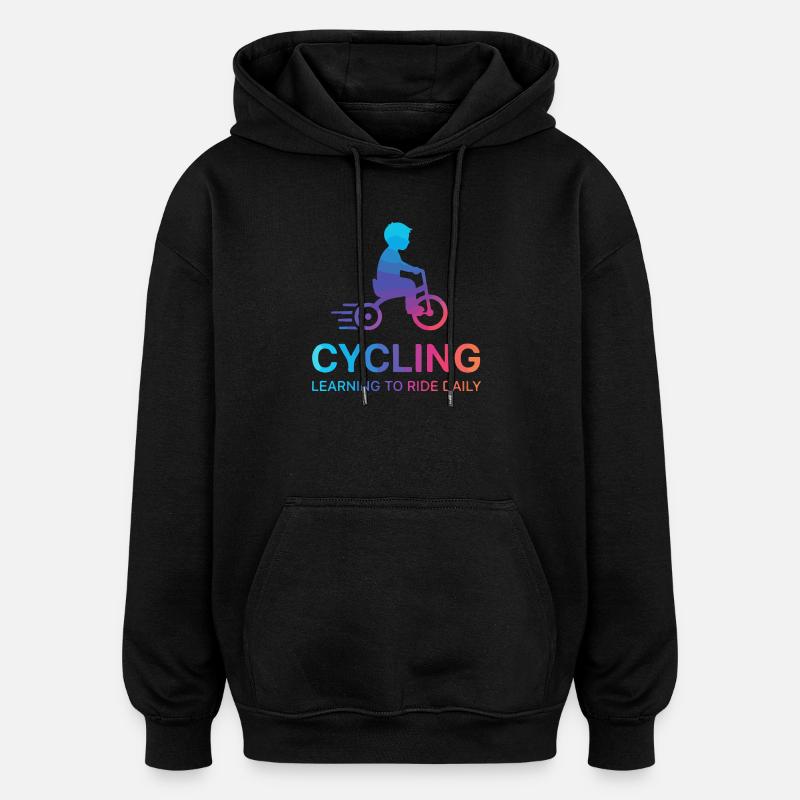 Enfant enfant apprenant en cyclisme - Sweat à capuche oversize unisexe - noir