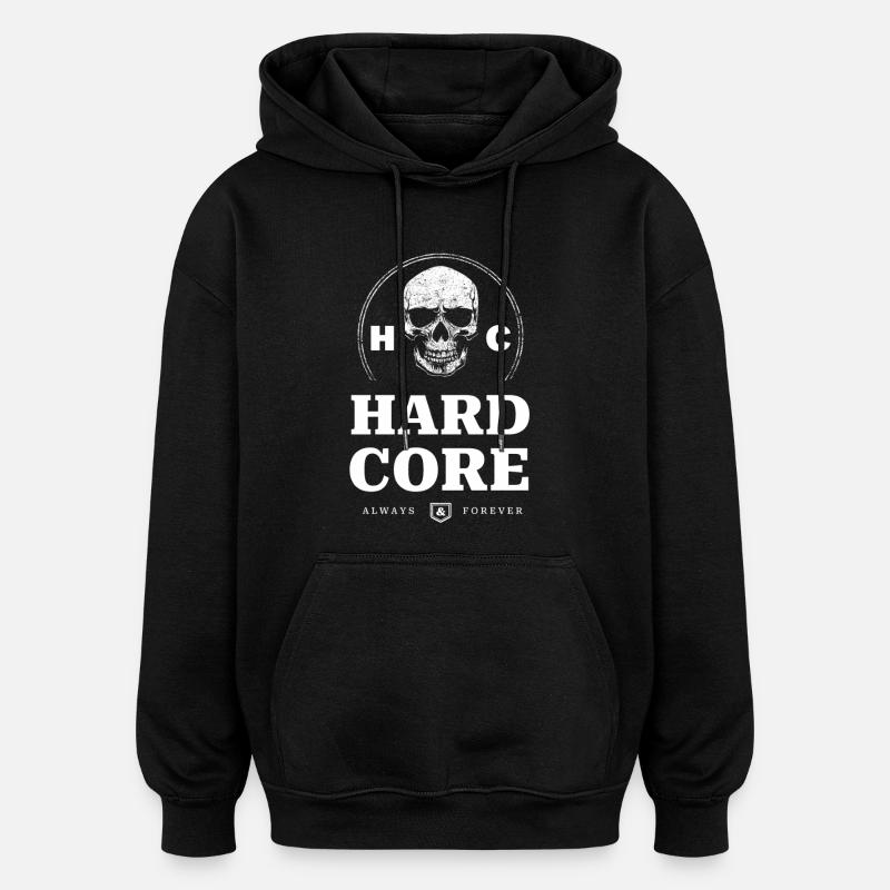 Schädel Hardcore - Oversized Unisex Hoodie - Schwarz