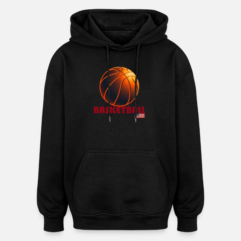 Ballon Basket Orange Amérique - Sweat à capuche oversize unisexe - noir