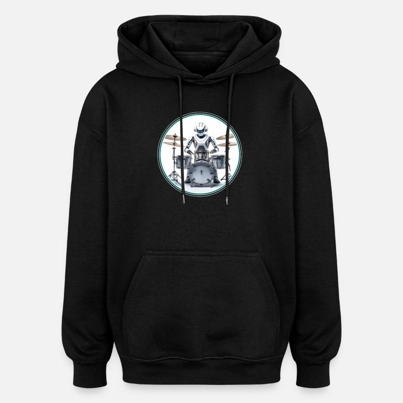Drum Machine Roboter - Oversized Unisex Hoodie - Schwarz