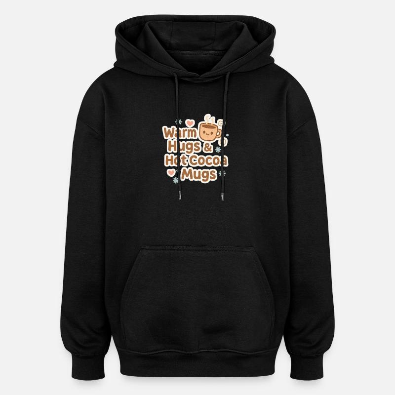 Câlins chaleureux Tasse de cacao - Sweat à capuche oversize unisexe - noir
