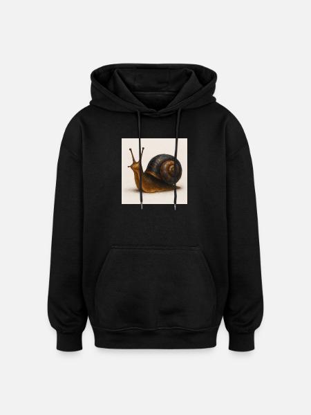 Snail with blue shimmer shell - Oversized Unisex Hoodie - black