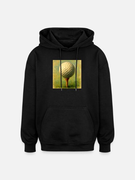 Golfball im künstlerischen Brett auf dem Abschlag - Oversized Unisex Hoodie - Schwarz