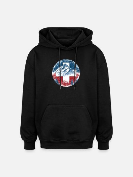 Schweiz-Swiss-Switzerland-Wintersport-Ski-Berge - Oversized Unisex Hoodie - black