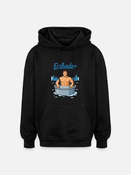 Eisbader Muskelmann im Eisbad - Oversized Unisex Hoodie - black