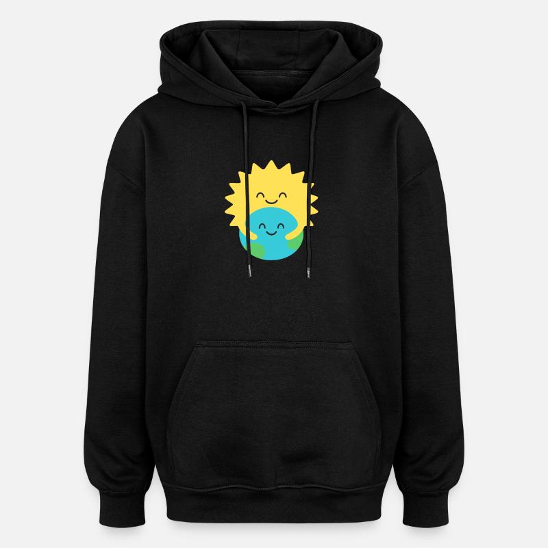 Umarmte Erde und Sonne - Oversized Unisex Hoodie - Schwarz