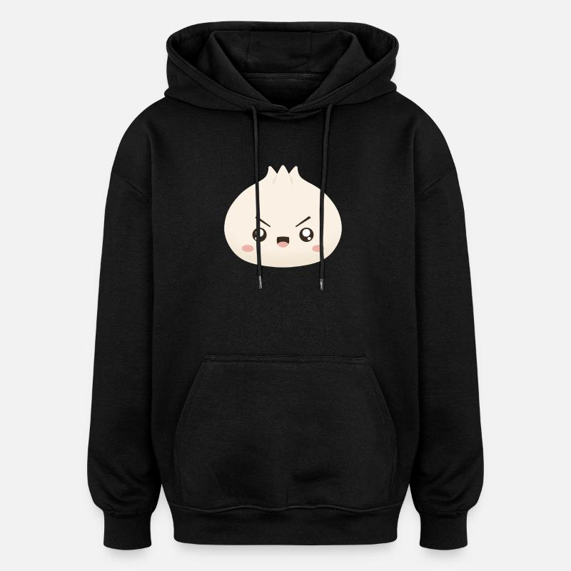 Grumpy Dumpling Cute Mascot - Oversized Unisex Hoodie - black