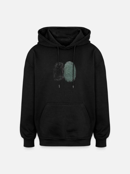 Fingerprint & Tree Rings – Nature Identity - Oversized Unisex Hoodie - black