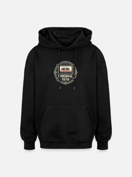 Anniversaire millésime original 1976 - Sweat à capuche oversize unisexe - noir