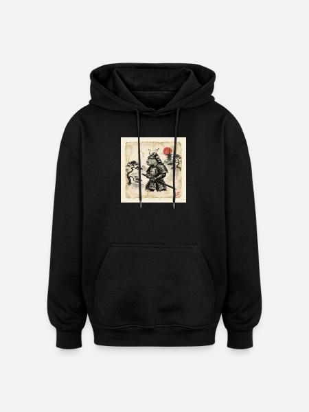 Capybara Samurai Japanese Warrior - Oversized Unisex Hoodie - black