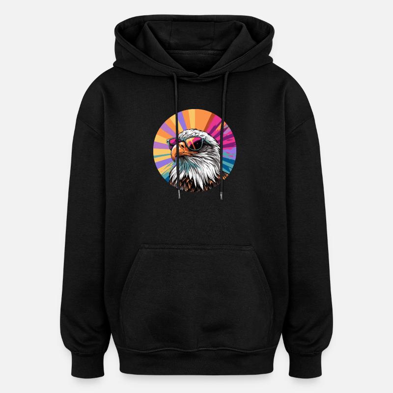Adler mit Sonnenbrille  - Oversized Unisex Hoodie - Schwarz
