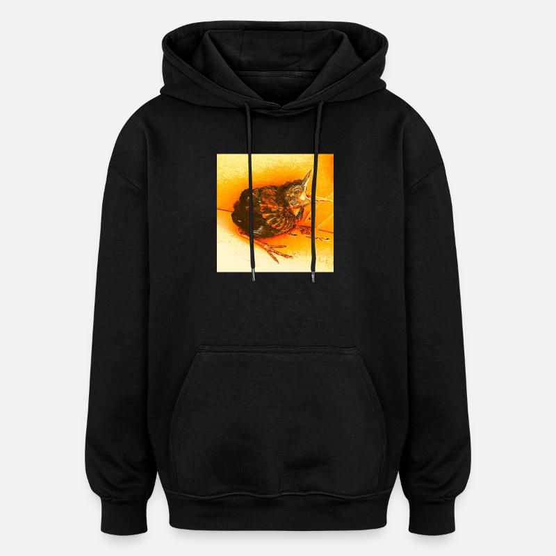Hungrige Amsel - Oversized Unisex Hoodie - Schwarz