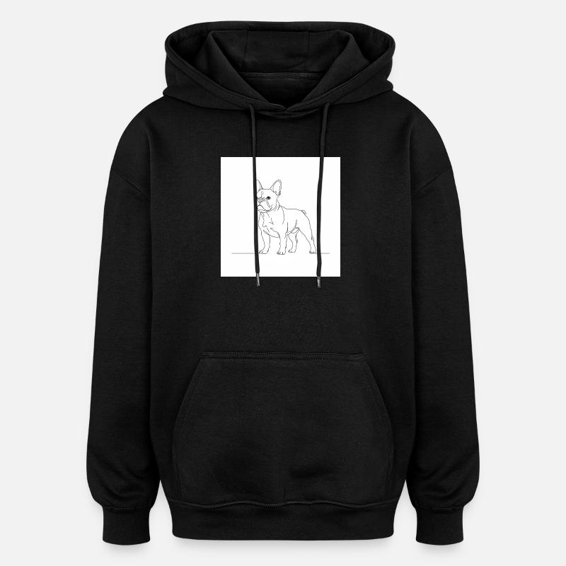 Art au trait du bouledogue français - Sweat à capuche oversize unisexe - noir