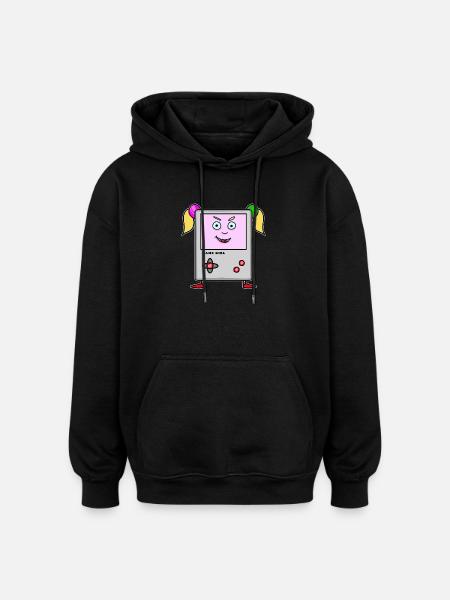 Game Girl – Retro Cartoon Console - Oversized Unisex Hoodie - black