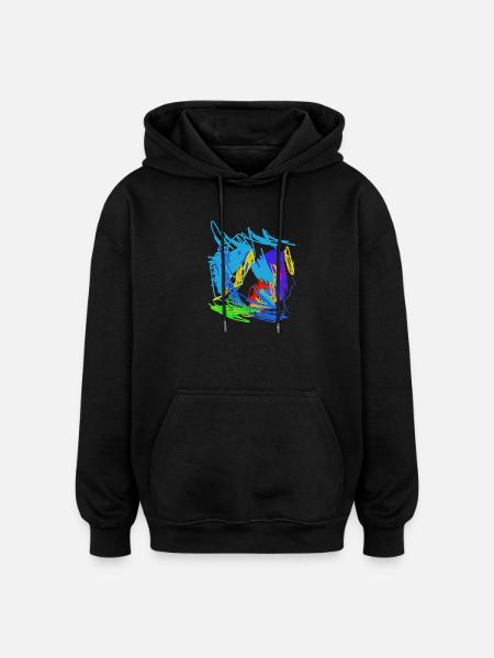 Buntes Chaos Farbige Skizzen - Oversized Unisex Hoodie - Schwarz