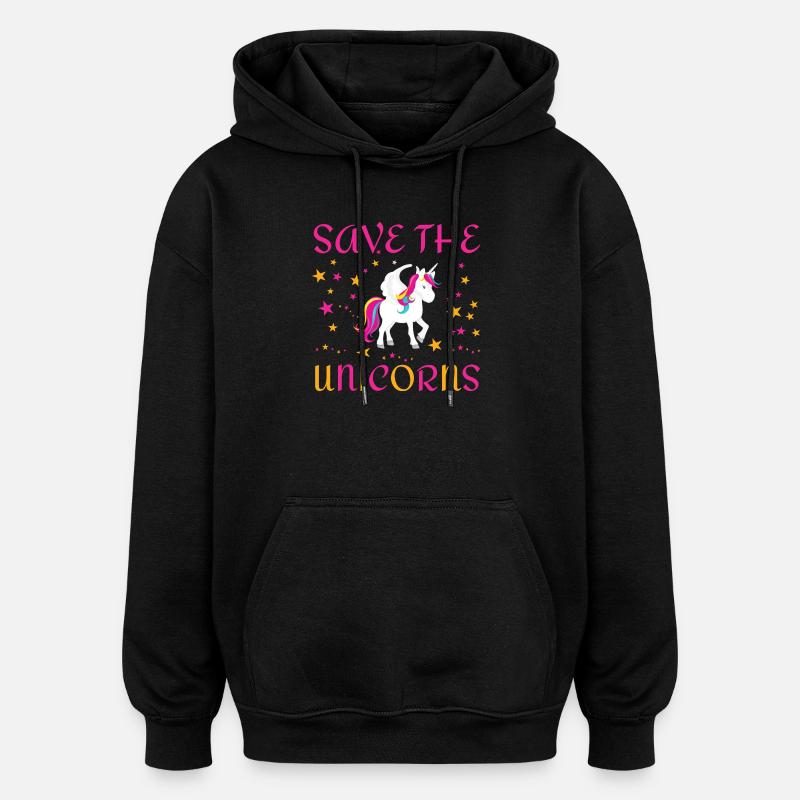 Save the unicorns - Oversized Unisex Hoodie - Schwarz