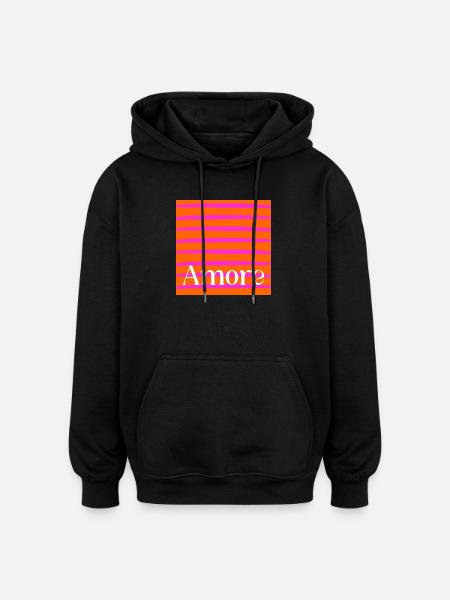Bonne Saint-Valentin, mon amour - Sweat à capuche oversize unisexe - noir