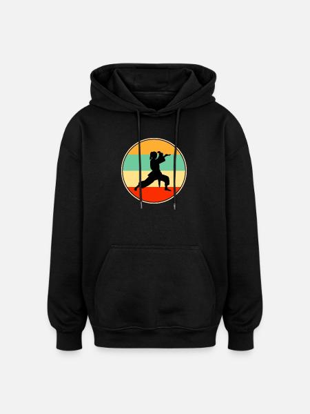 Vintage Female Karate Player Martial Arts Retro - Oversized Unisex Hoodie - black