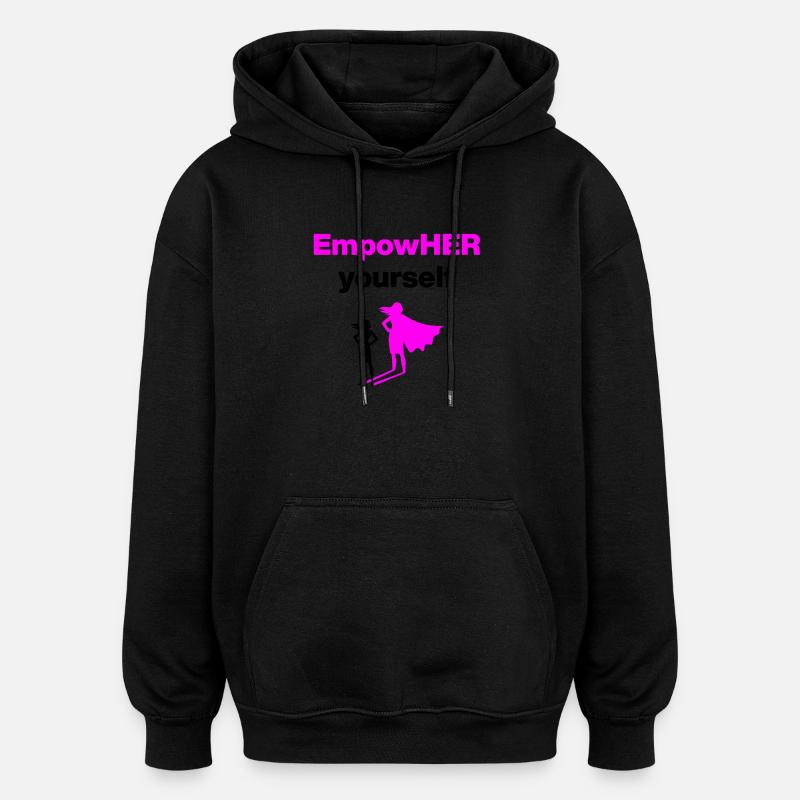 EMPOHER YOURSELF PINK EMPOWERMENT SUPERHELDIN - Oversized Unisex Hoodie - Schwarz
