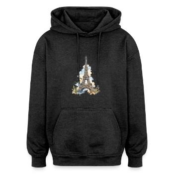 Wasserfarbe Eiffelturm Impression - Oversized Unisex Hoodie - Anthrazit - Vorne - Noah (186cm)