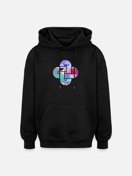 Mosaic Cloud Cross - Oversized Unisex Hoodie - black