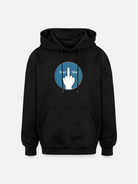 No Thanks Middle Finger Design - Oversized Unisex Hoodie - black