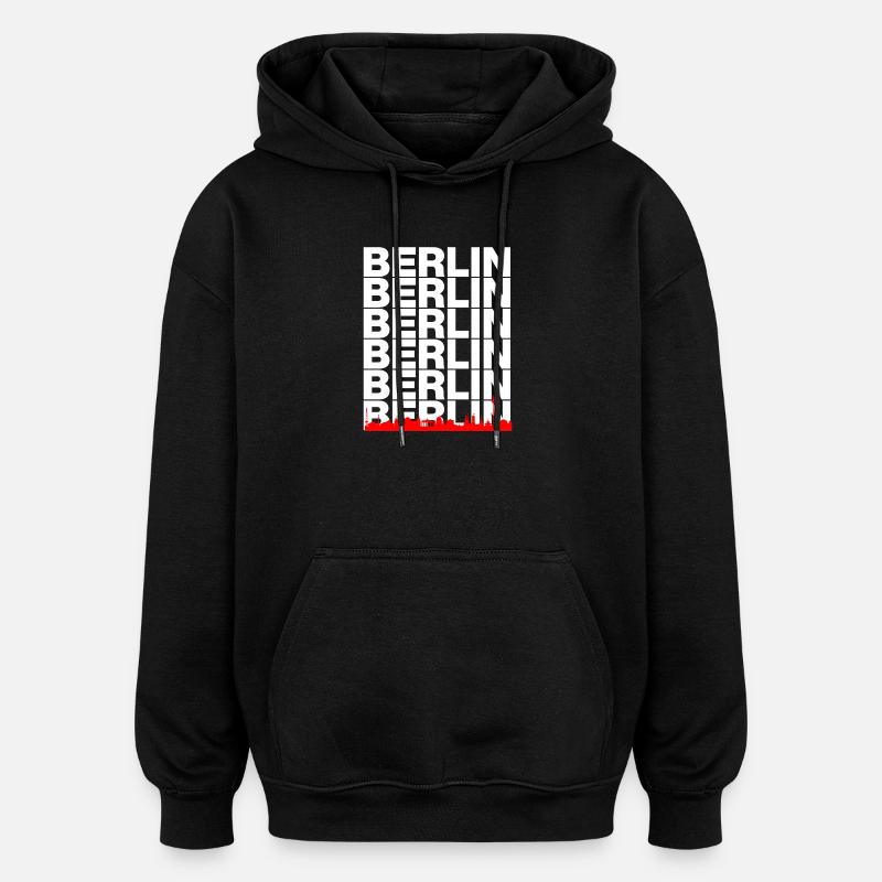 SKYLINE DE BERLIN, AMBIANCE CAPITALE ! MUR - Sweat à capuche oversize unisexe - noir