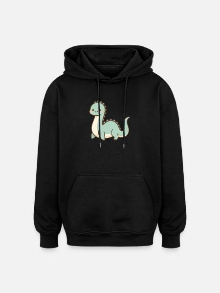 Cute pastel Loch Ness Monster - Oversized Unisex Hoodie - black