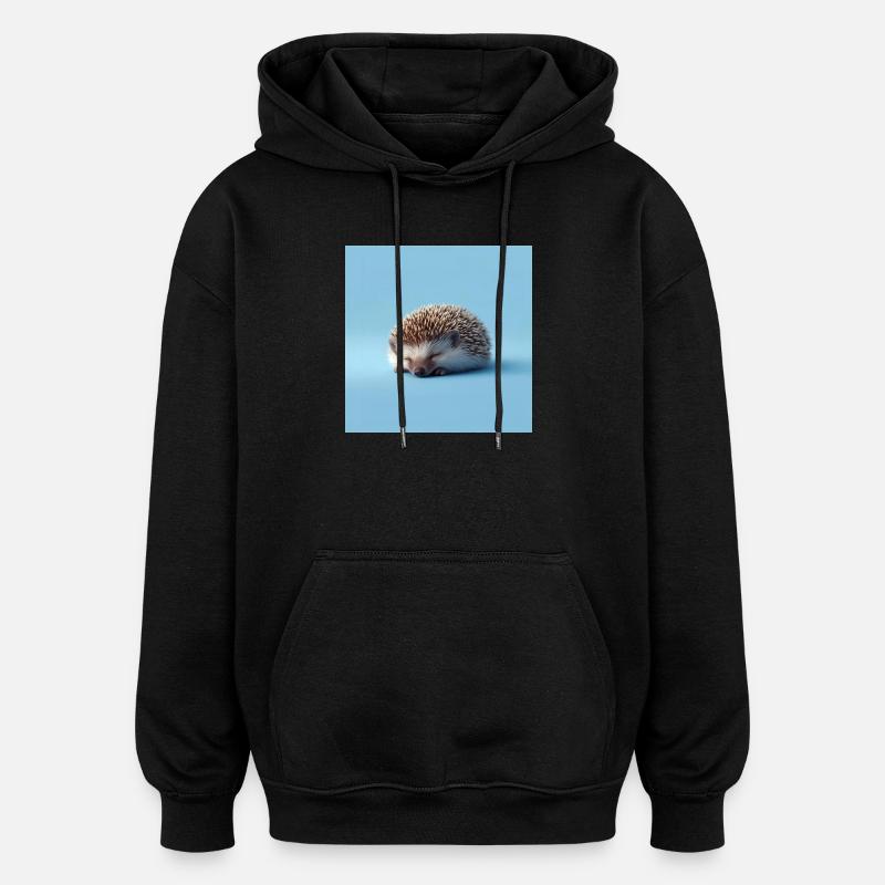 Blue Sleeping Hedgehog - Oversized Unisex Hoodie - black