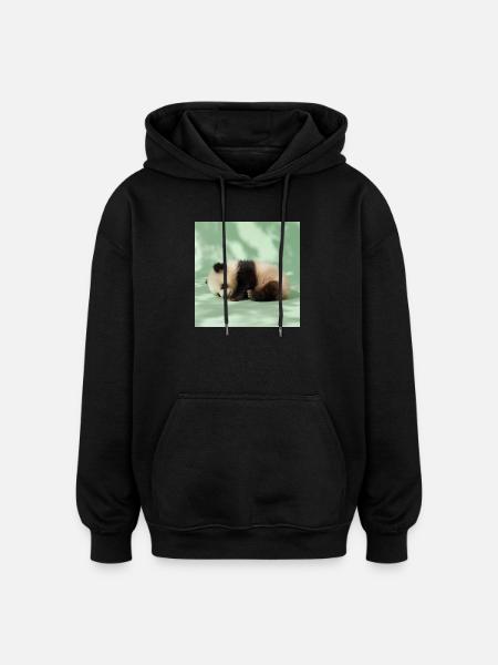 264 pandas - Sweat à capuche oversize unisexe - noir