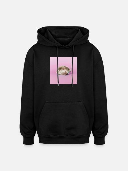 Schlafender Igel auf blassrosa Hintergrund - Oversized Unisex Hoodie - Schwarz