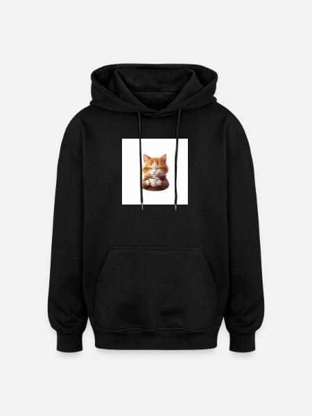 Cuddly Kitten Coffee Magic - Oversized Unisex Hoodie - black