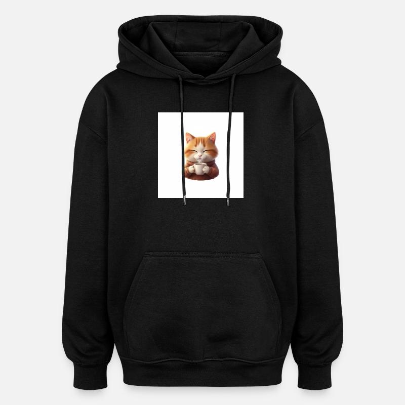 Kuschelkätzchen Kaffeezauber - Oversized Unisex Hoodie - Schwarz