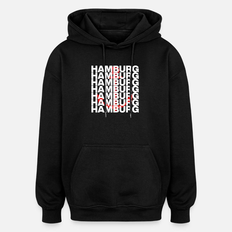 HAMBOURG LIEBE HH HAFENPOWER ANKER - Sweat à capuche oversize unisexe - noir