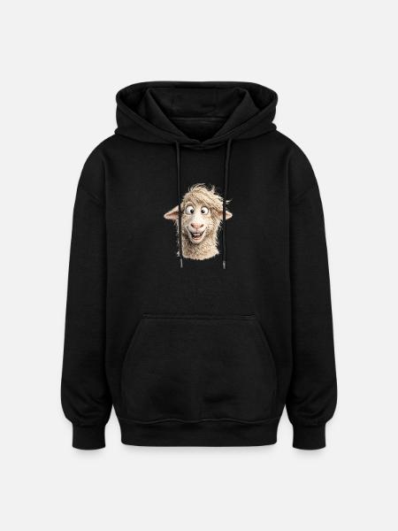 Happy Sheep Portrait - Oversized Unisex Hoodie - black