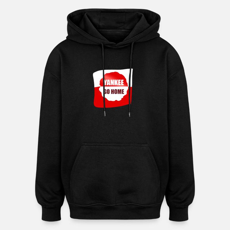 Logo contrastant Yankee Go Home - Sweat à capuche oversize unisexe - noir