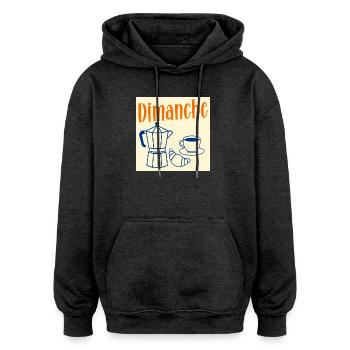 Sonntagskaffee-Croissant - Oversized Unisex Hoodie - Anthrazit - Vorne - Noah (186cm)