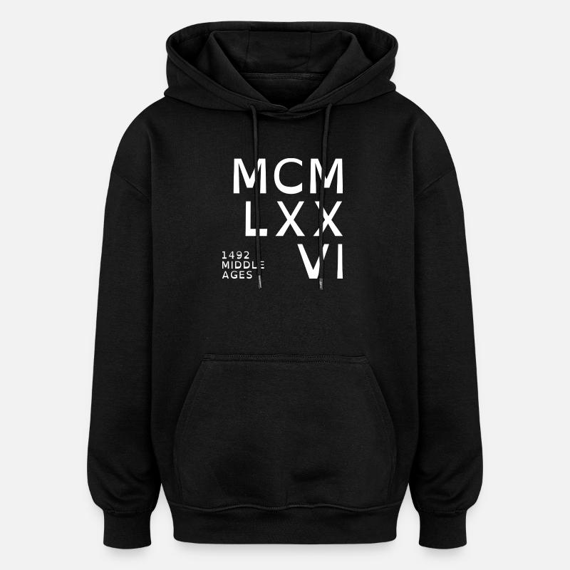 1976_COMPANY_blanc - Sweat à capuche oversize unisexe - noir