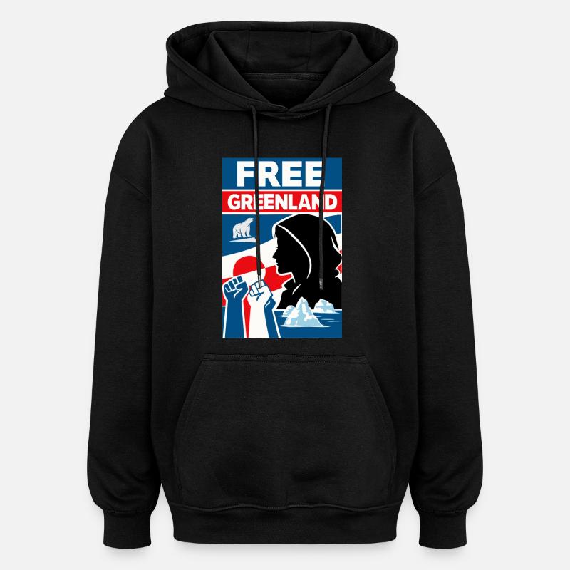 Groenland libre - Sweat à capuche oversize unisexe - noir