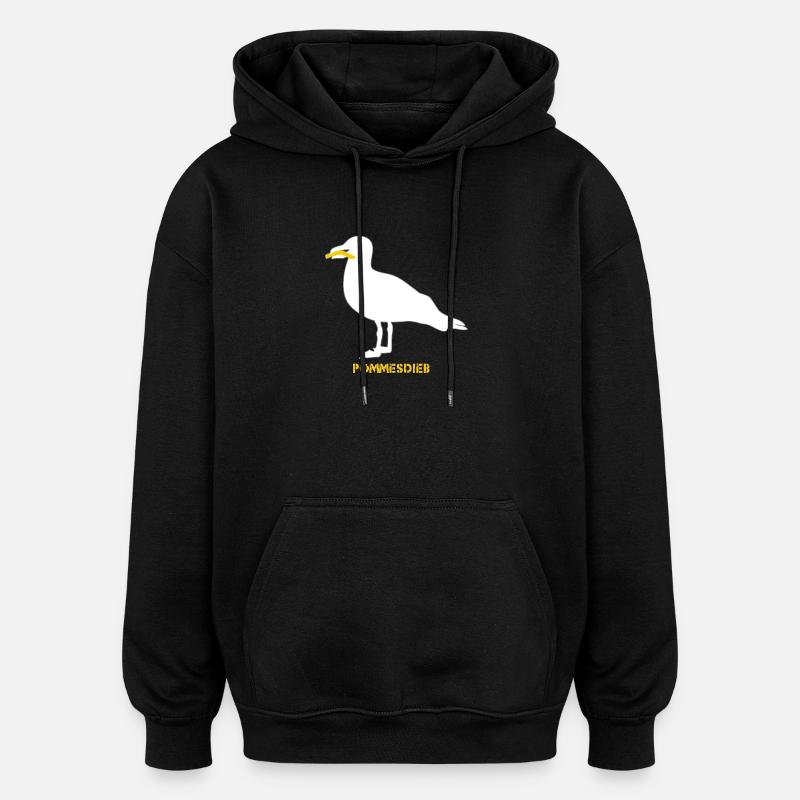 Frites Mouette Voleuse - Blanc - Sweat à capuche oversize unisexe - noir