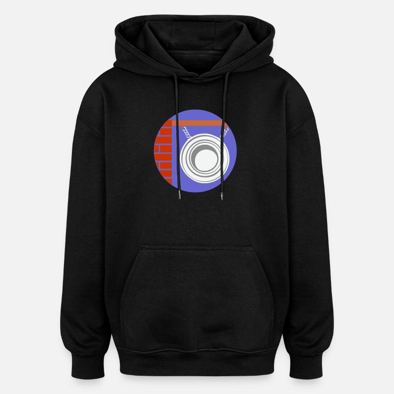 51169_Friseur Kreispendant vor Backsteinwand - Oversized Unisex Hoodie - Schwarz