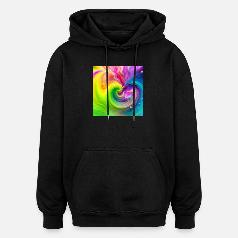Farbwirbel Neon Regenbogen - Oversized Unisex Hoodie - Schwarz