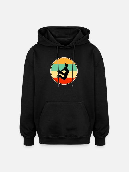 Retro Skater Sunset 80s Style Skateboarding - Oversized Unisex Hoodie - black
